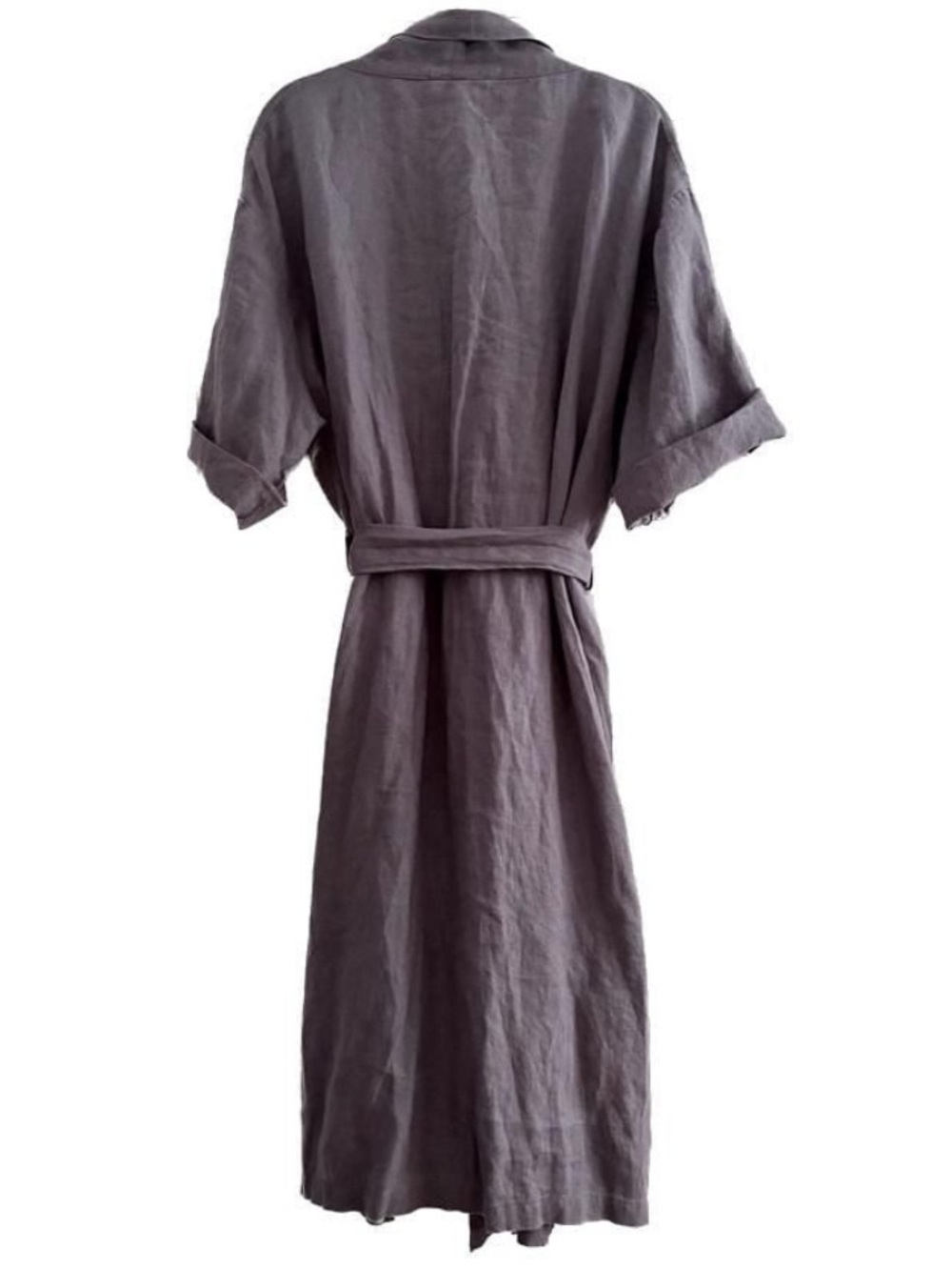 Rough Linen Robe 100% Linen Flax Gray Unisex Large - Picture 7 of 10